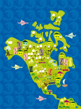 Cartoon map of america clipart