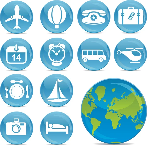 Blue ball icons travel — Stock Vector