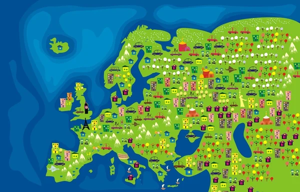 Cartoon-Karte von Europa — Stockvektor