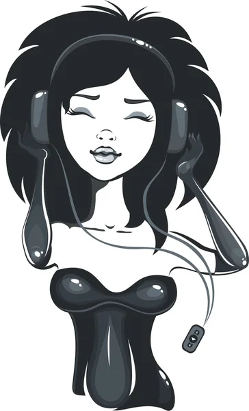 Όμορφο κορίτσι ακούγοντας μουσική — Διανυσματικό Αρχείο