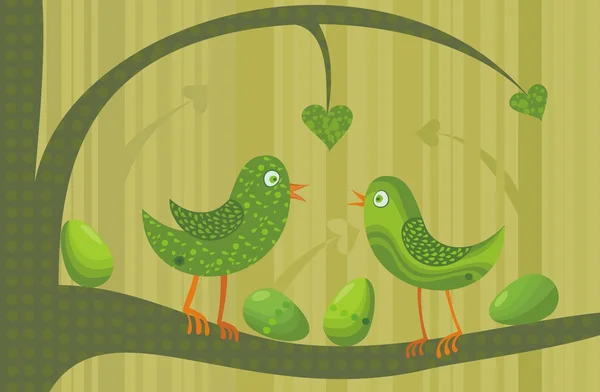 Fåglar i kärlek — Stock vektor