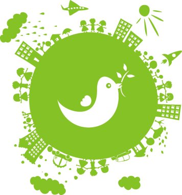 Green planet in peace clipart