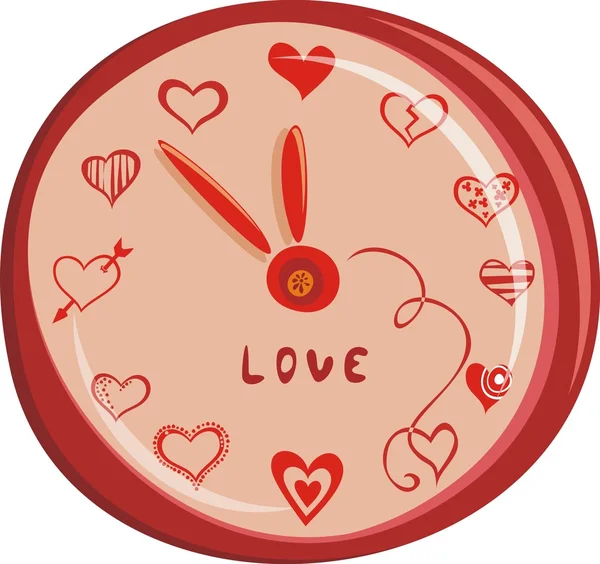 Reloj de amor romántico — Vector de stock