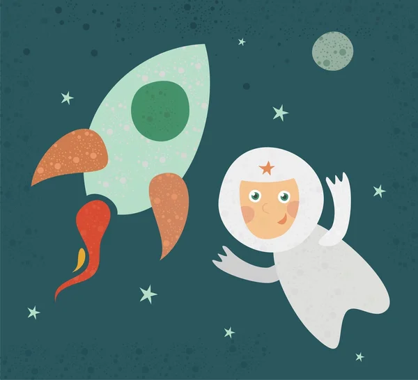 Dibujos animados retro astronauta — Vector de stock