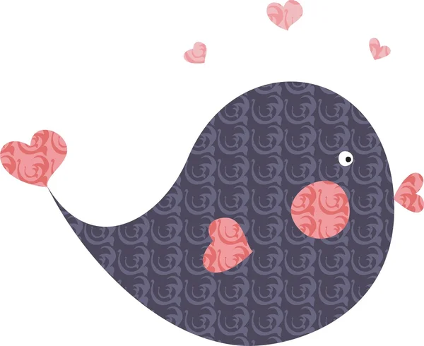 Χαριτωμένο πουλί με ένα μήνυμα της αγάπης — Διανυσματικό Αρχείο