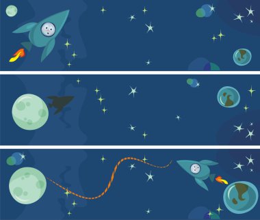 Retro space banners clipart