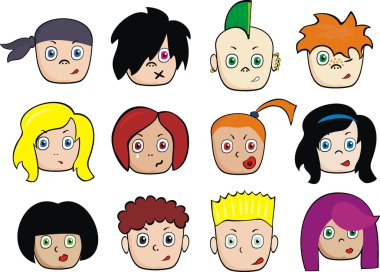 Faces with different emotions clipart