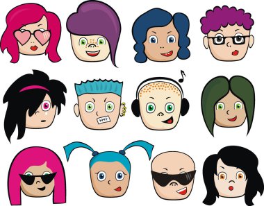 Faces with different emotions clipart