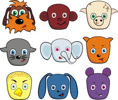 Animals with different emotions clipart