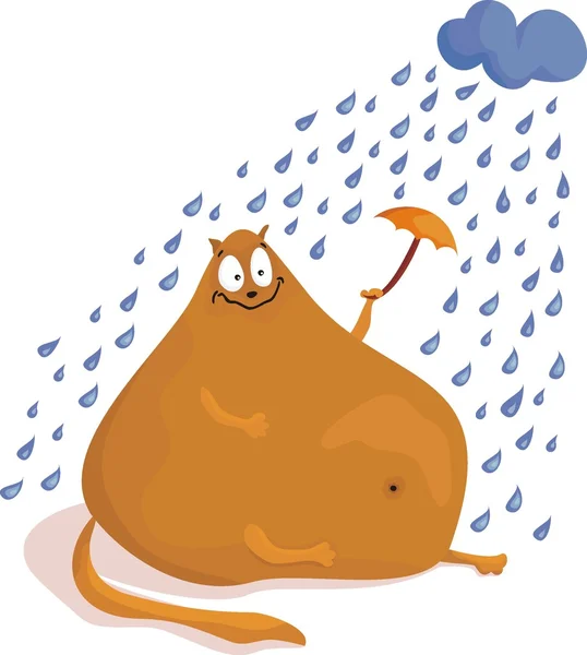 Gato bajo la lluvia — Vector de stock