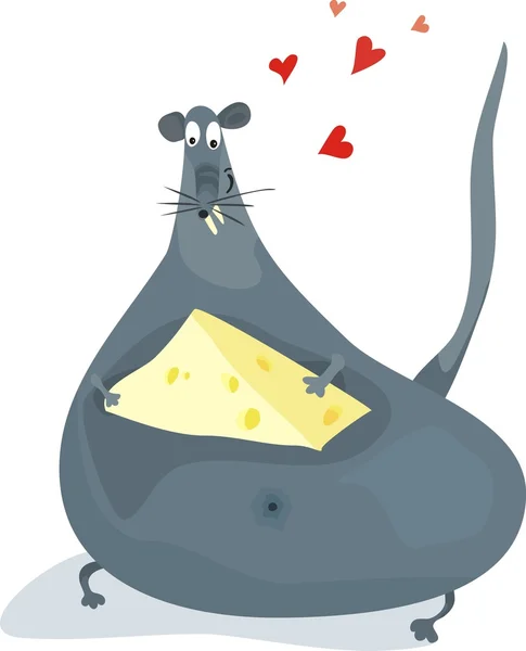 Rat that loves cheese — Stock Vector