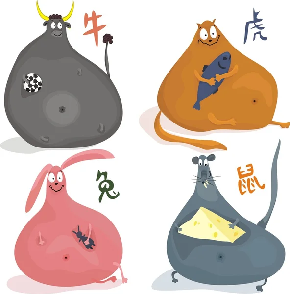 Animales del zodiaco chino — Archivo Imágenes Vectoriales