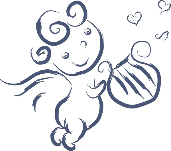 Cupidon doodle isolé — Image vectorielle