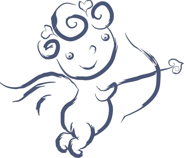 Cupidon doodle isolé — Image vectorielle