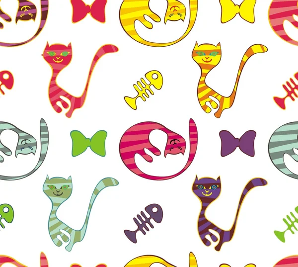 Fond abstrait de poisson et chat — Image vectorielle
