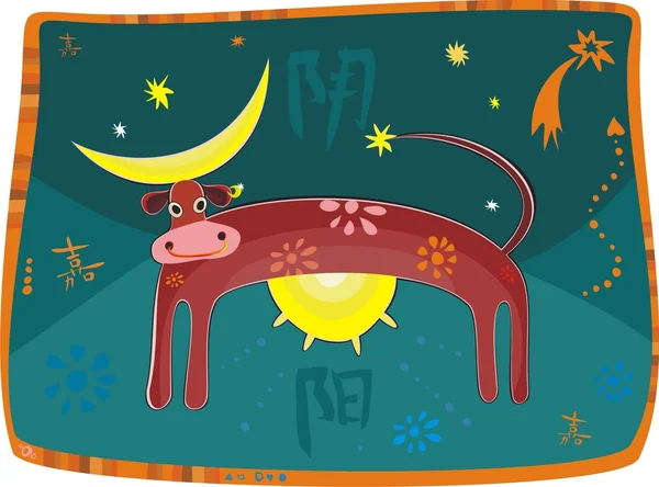 Krowa, symbolizujące dzień i noc — Wektor stockowy