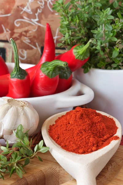 Färska och torra röd chili. — Stockfoto