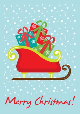 christmas sleigh card clipart