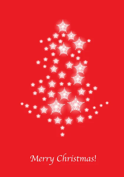 Árvore de natal feita de cartão de estrelas no vermelho —  Vetores de Stock