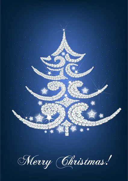 Cartão de árvore de Natal elegante em azul —  Vetores de Stock