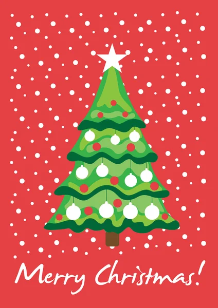 Karácsonyfa hó kártya — Stock Vector