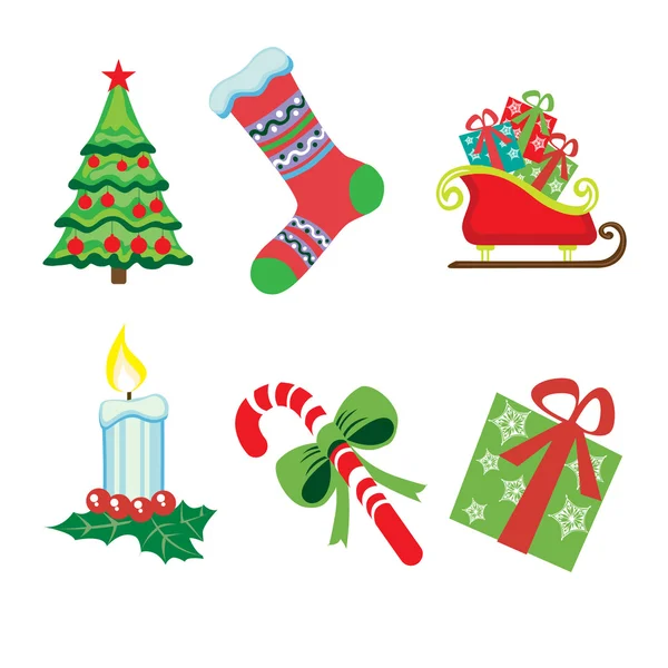 Iconos de Navidad en blanco — Vector de stock