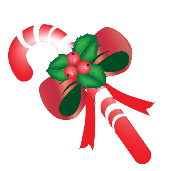 Christmas candy with mistletoe — Stock Vector