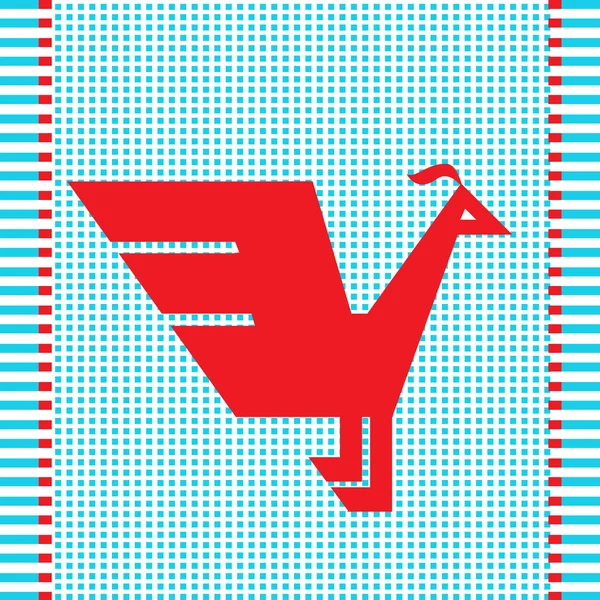Ethnic red geometric bird — Stock Vector