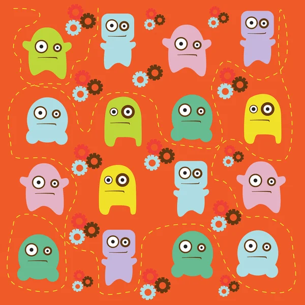 Cute monsters pattern — Stock Vector