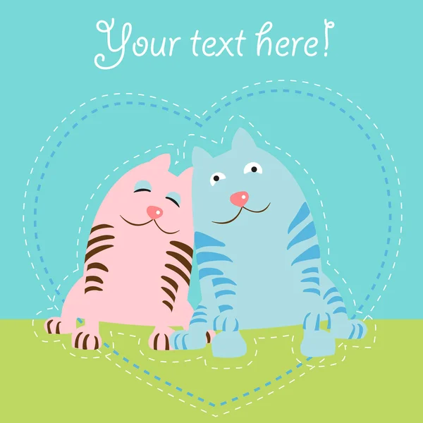 Kettő macskák szerelem kártya — Stock Vector