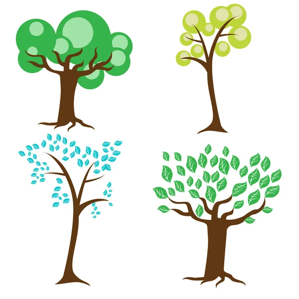 Quatro tipos de árvores —  Vetores de Stock