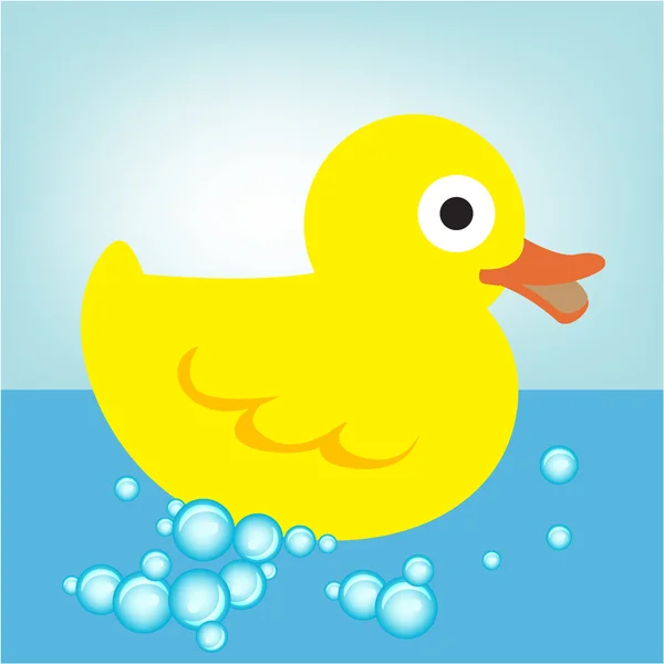 Rubber duck in water — Stock Vector