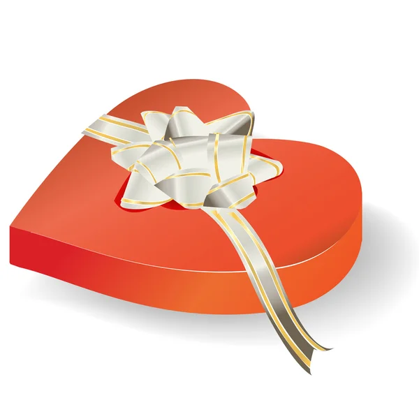 Forma di cuore elegante scatola con fiocco — Vettoriale Stock