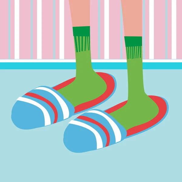 Füße in Hausschuhen — Stockvektor