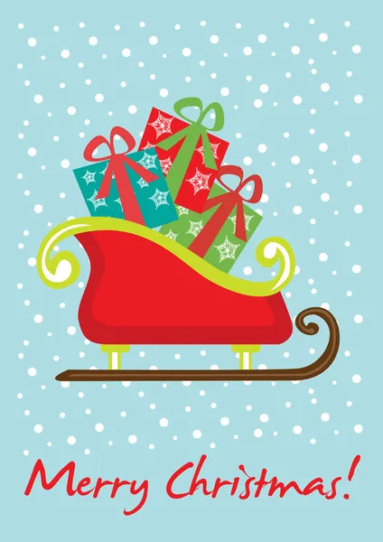 Christmas sleigh card — Stock Vector