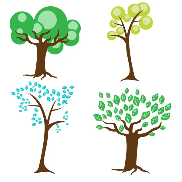 Four types of trees Stock Illustration