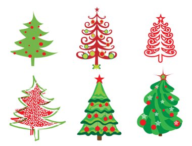 set of christmas trees clipart