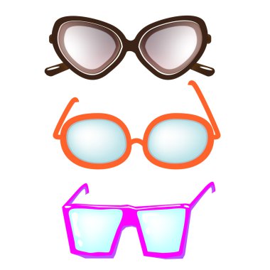 three types of glasses clipart