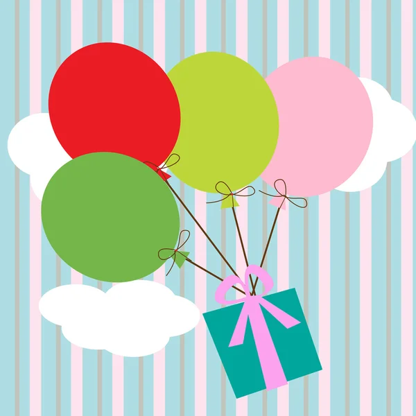 Cadeau met baloons — Stockvector