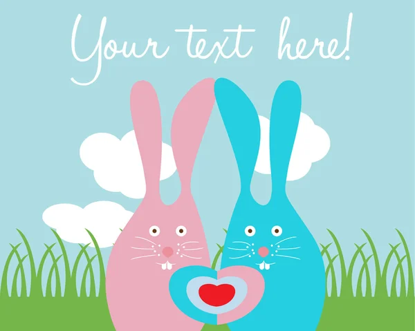 かわいいウサギの愛カード — ストックベクタ