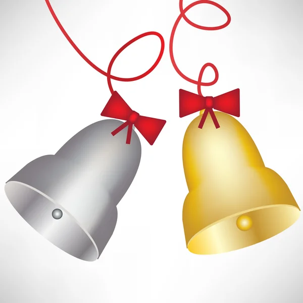 Campanas de Navidad de oro y plata — Vector de stock