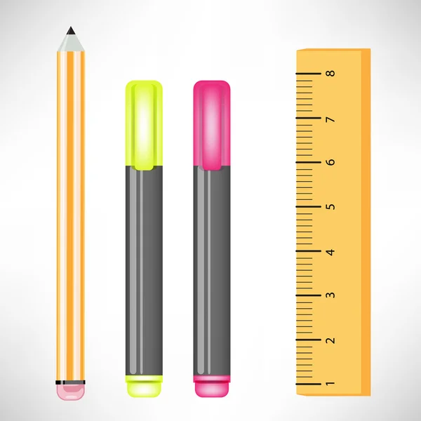 Markers pencil and rulers — Stock Vector