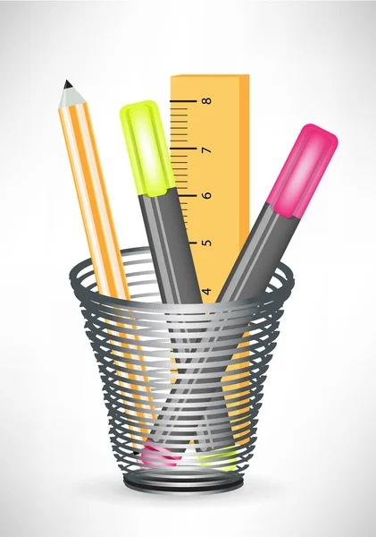 Značky tužky a pravítka v úřadu cup — Stockový vektor