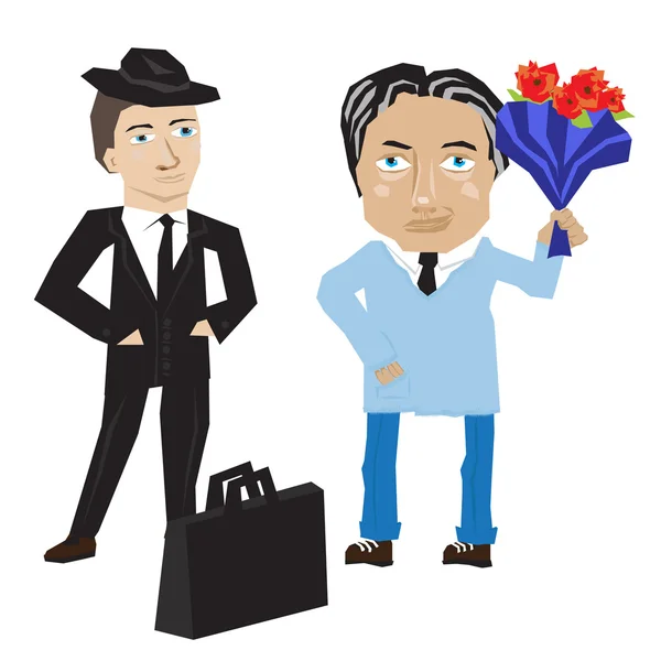 Dois homens de negócios e casual —  Vetores de Stock