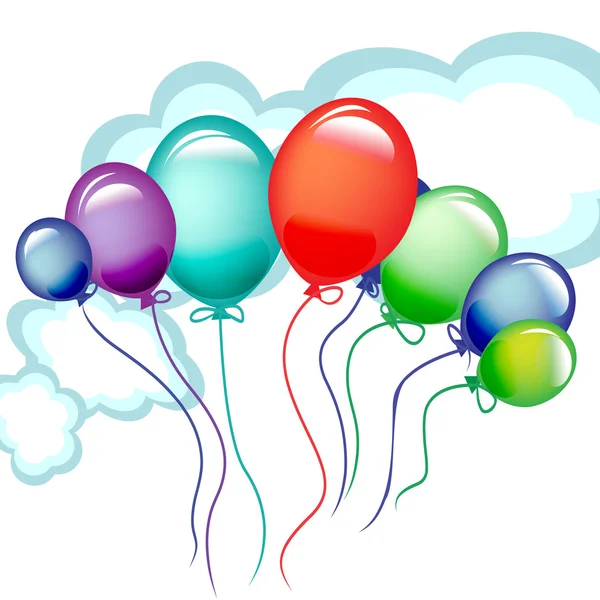 Много летающих праздничных воздушных шаров — стоковый вектор