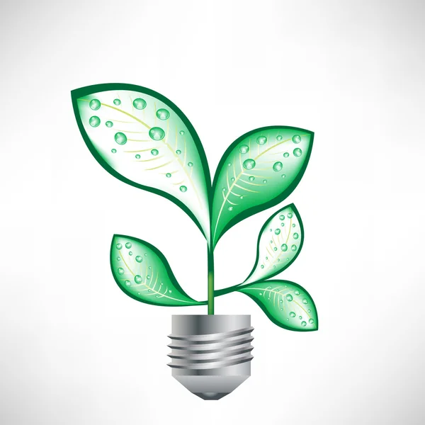 Ampoule avec feuilles — Image vectorielle