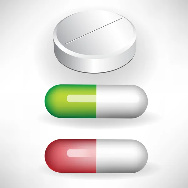Set van drie pillen — Stockvector