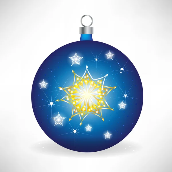 Blue christmas globe with star — Stock Vector