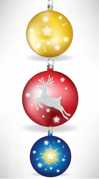 Conjunto de tres globos navideños — Vector de stock
