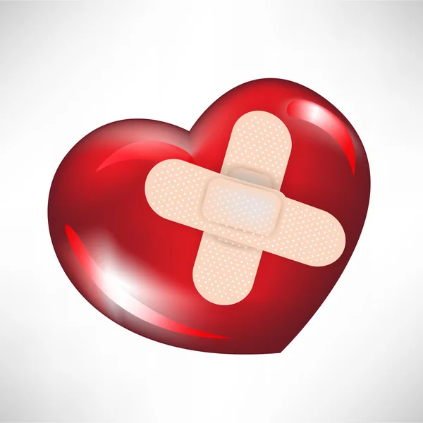 stock vector glossy red heart with crossed bandages